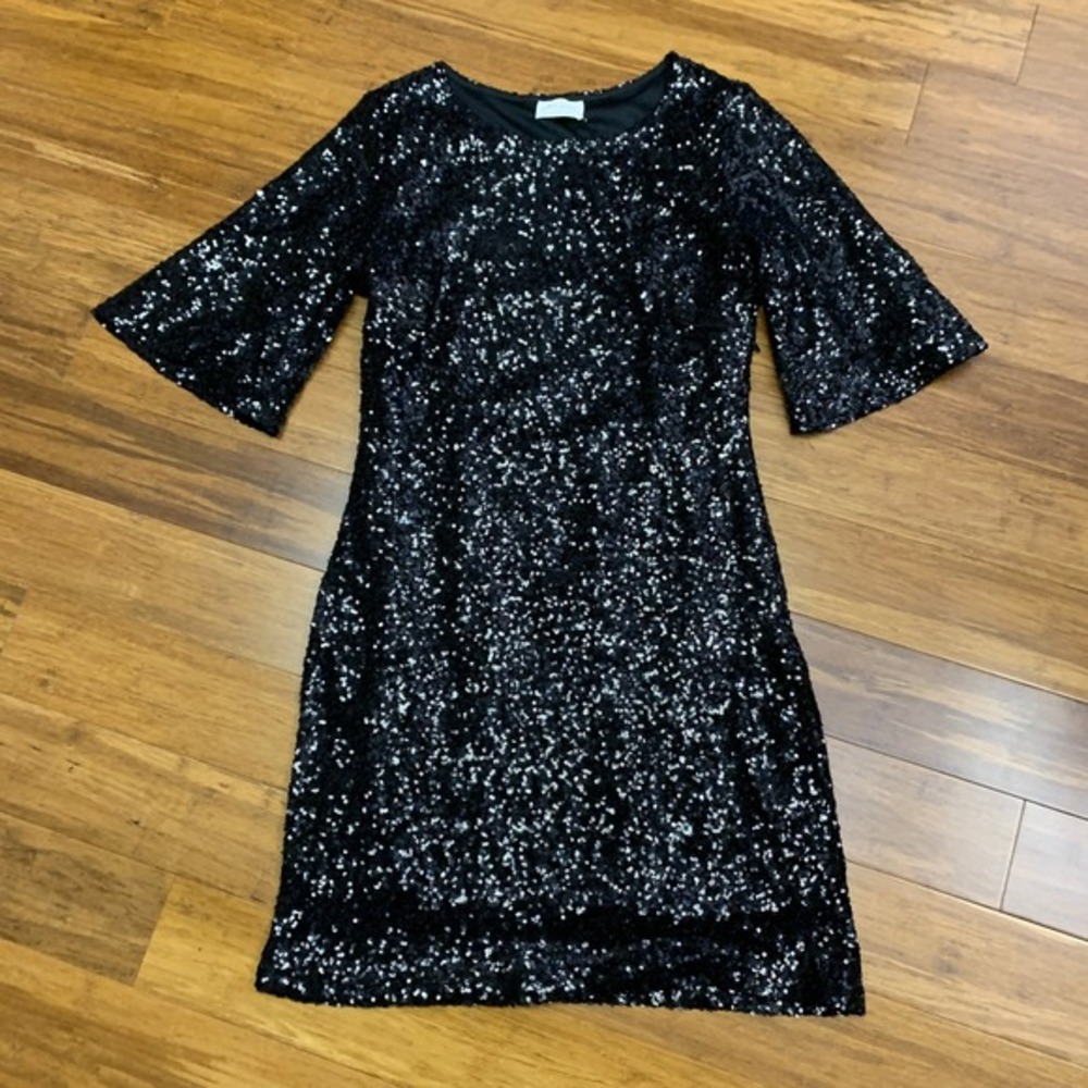Allie Rose Sequin Party Dress Womens Size Small Black Sparkly‎ Cocktail Event